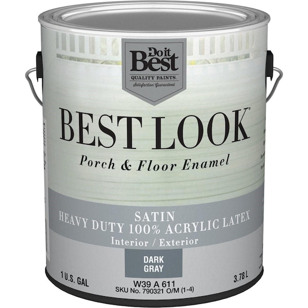 All-Source Best Look 1 Gal. Dark Gray Heavy-Duty Acrylic Latex Satin Porch & Floor Enamel W39A00611-16 - main